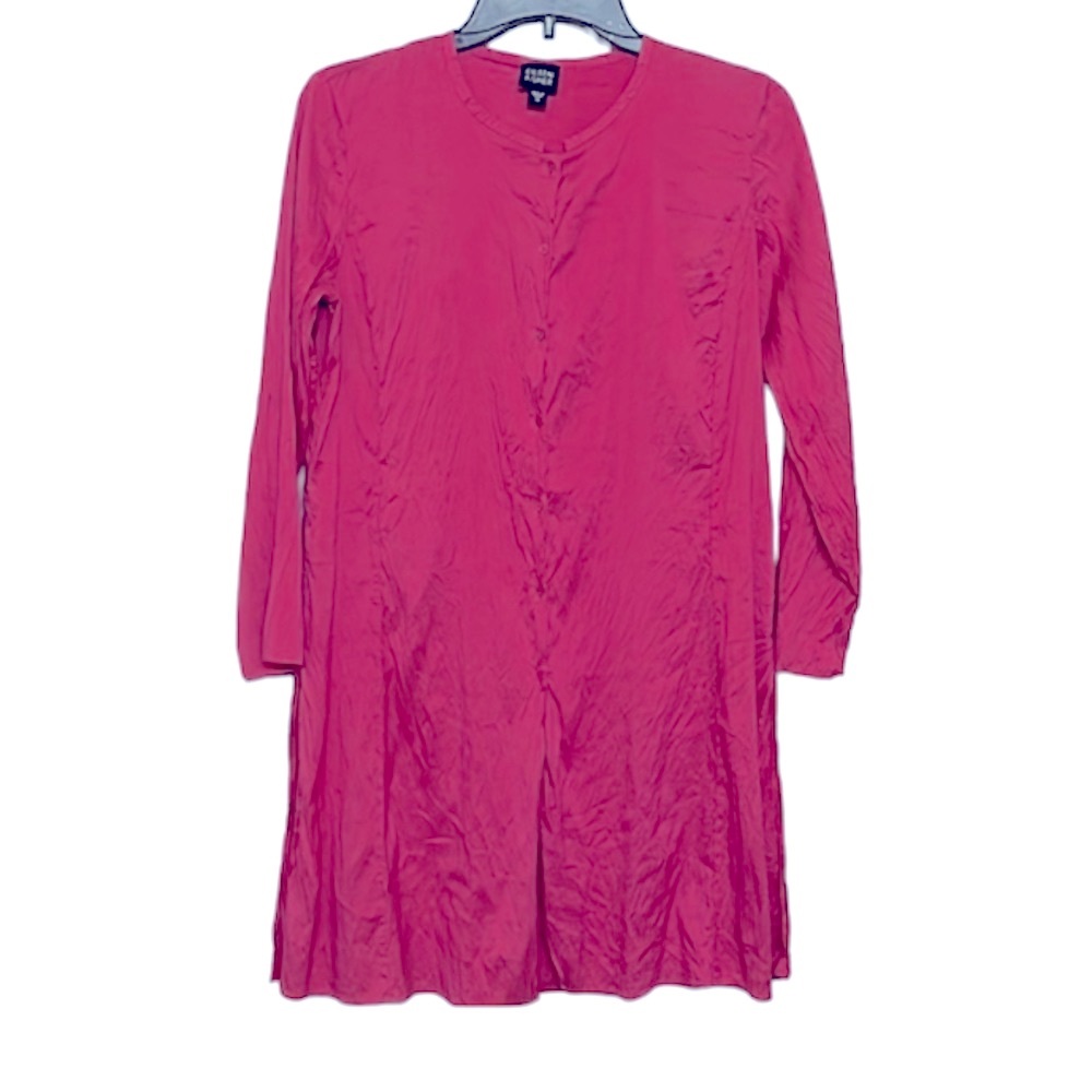 🌞 Eileen Fisher Pink Japanese silk linen Kimino tunic Mandarin collar women S
